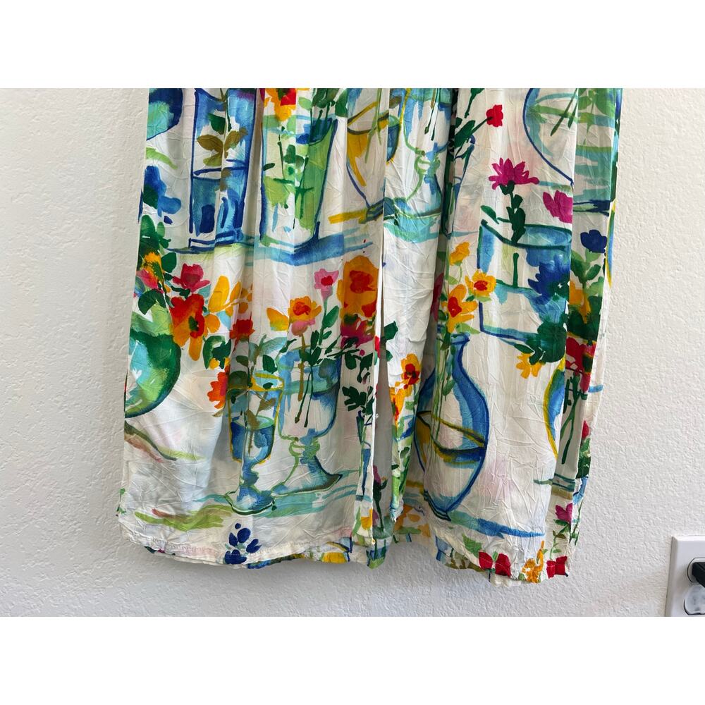 Jams World Womens Small Floral Midi Dress Beach Boho Vacation Resort Watercolor - Picture 11 of 16